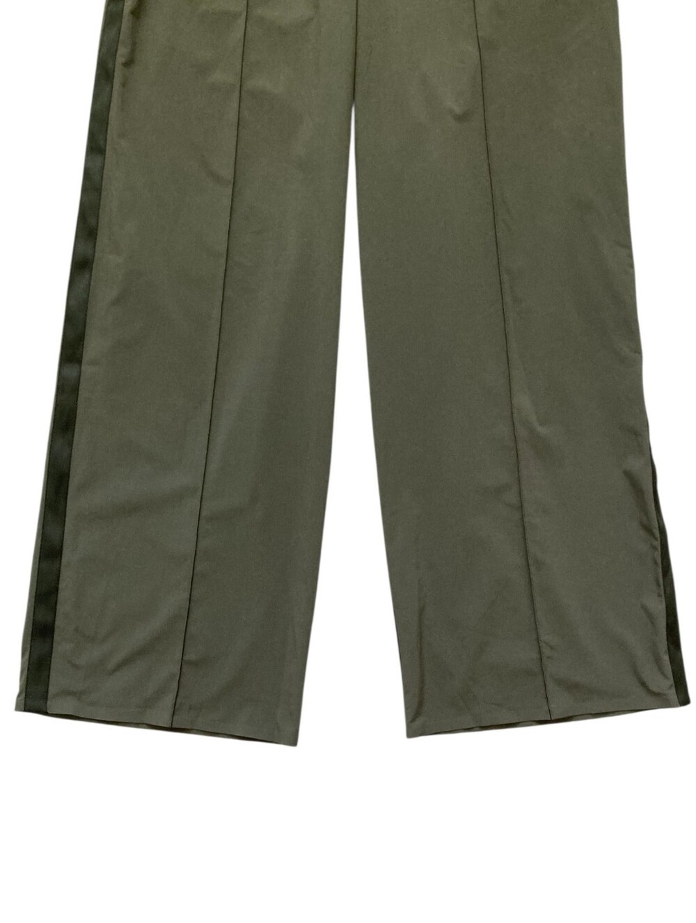Athleta Nolita Wide Leg Pants 12 Tuxedo Stripe Olive Green Lightweight Trousers - Picture 6 of 12